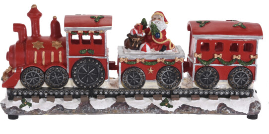 JULETOG MED LOKOMOTIV OG 2 VOGNE  MED JULEMAND