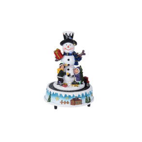 JULESCENE MED BRN SOM BYGGER SNEMAND MED LED OG MUSIK  MULTI FARVE