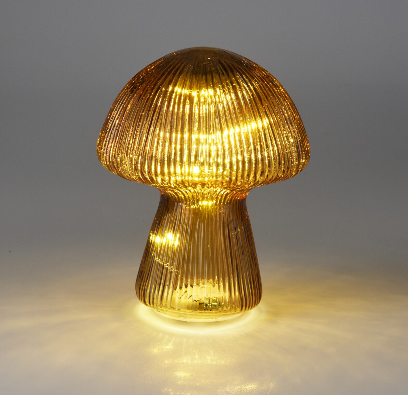 DEKORATIV SVAMPEFIGUR MED 10 LED LYS H15 CM  BRUN