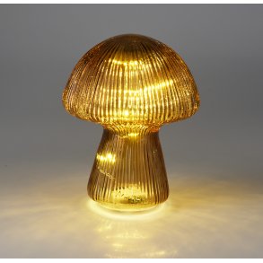 DEKORATIV SVAMPEFIGUR MED 10 LED LYS H15 CM  BRUN