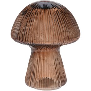 DEKORATIV SVAMPEFIGUR MED 10 LED LYS H20 CM  KAFFEBRUN