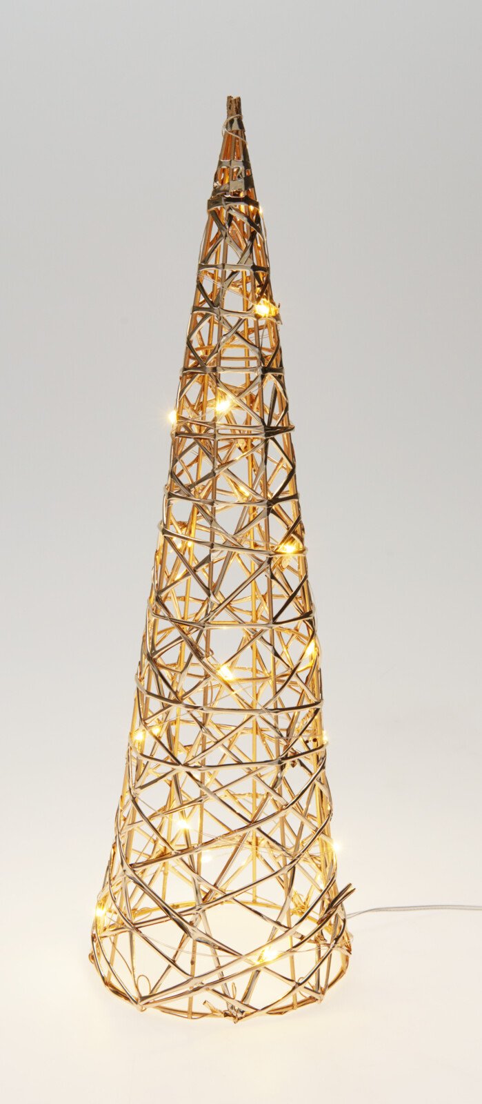 KEGLETR MED LED H40 CM  CHAMPAGNE GULD