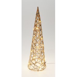 KEGLETR MED LED H40 CM  CHAMPAGNE GULD