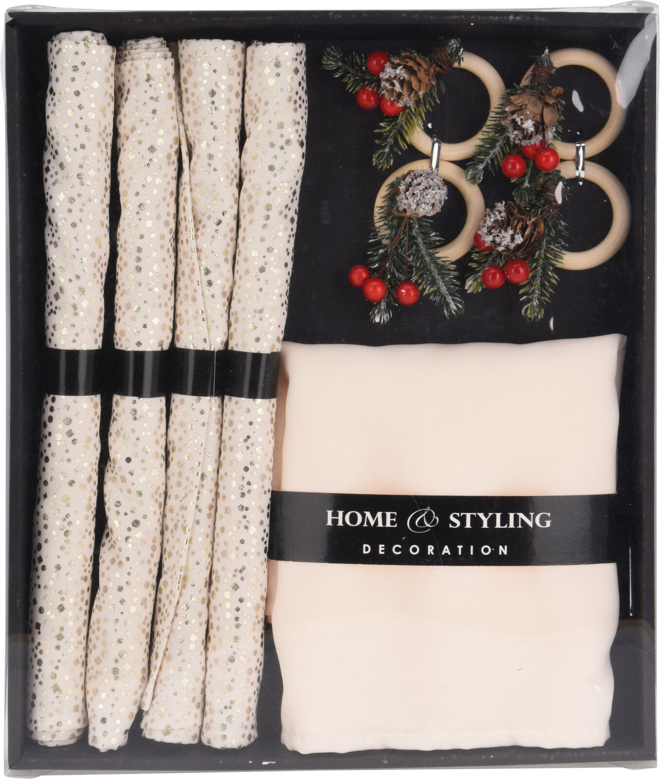 DKKESERVIETTEST 30 X 45  CHAMPAGNE MED GULD PRIKKER