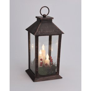 STEMNINGSFULD LED-LANTERNE MED JULEMOTIV  SORT