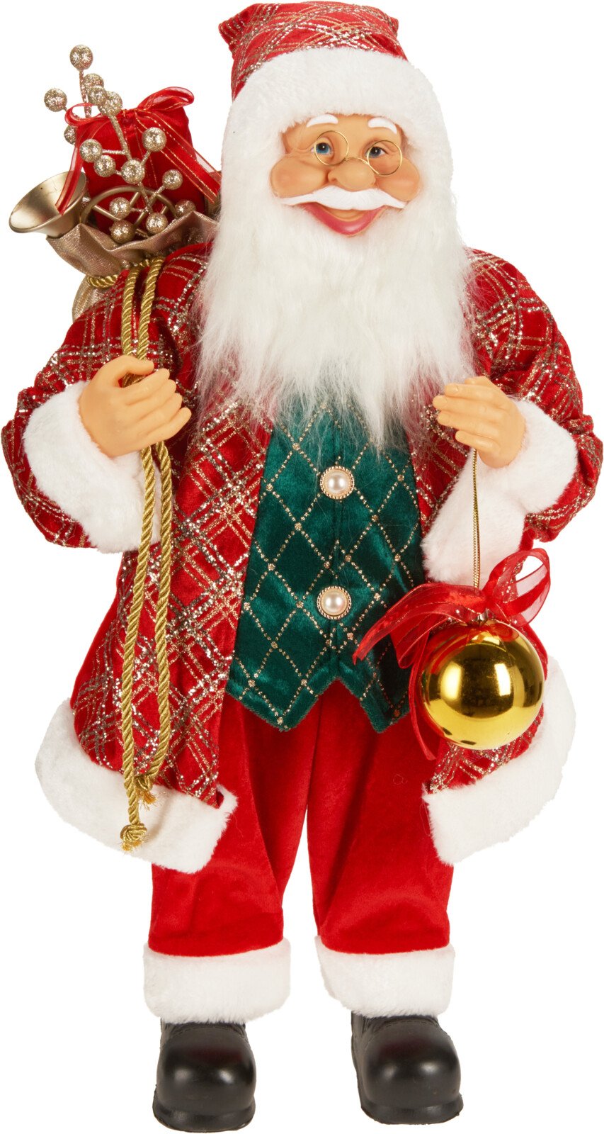 JULEMAND MED GAVESK OG GULD JULEKUGLE  H60 CM