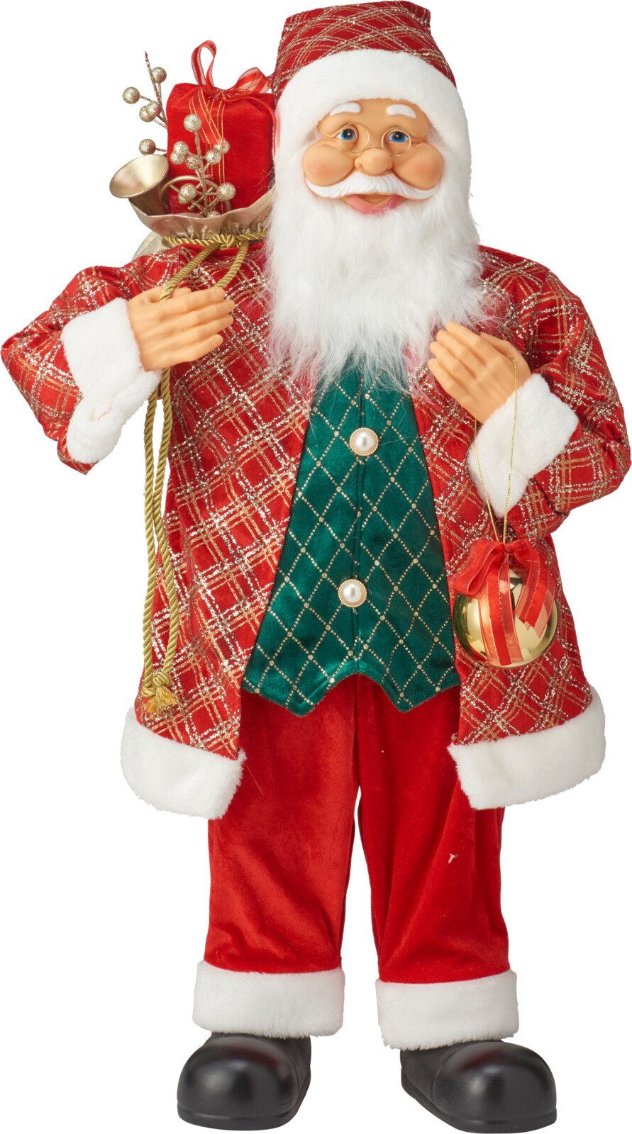 JULEMAND MED GAVESK OG GULD JULEKUGLE  H80 CM