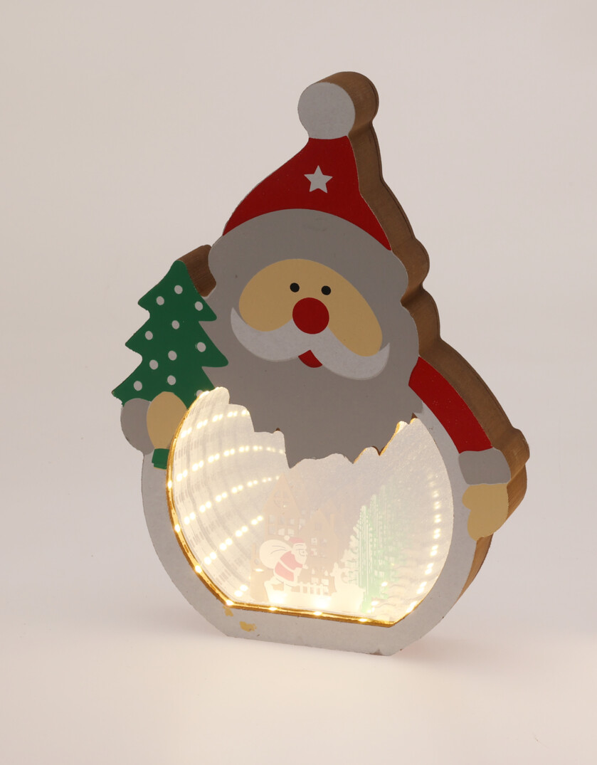 JULEMAND MED SPEJLEFFEKT OG LED LYS  H20 CM