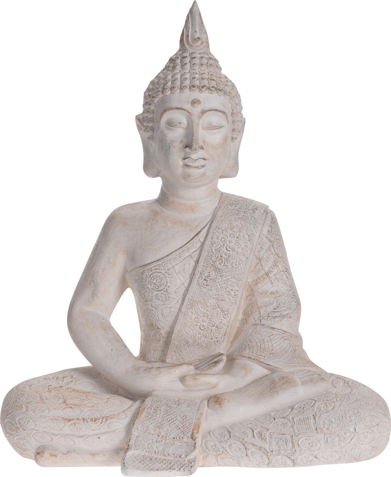 BUDDHA SIDDENDE 49 CM   CREME ANTIK 