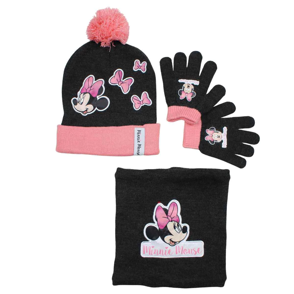 MINNIE MOUSE HUE, HALSEDISSE &amp; HANDSKER � SORT OG LYSER�D