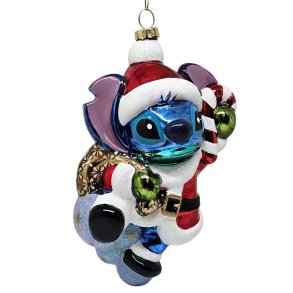 DISNEY STITCH SOM JULEMAND H17 CM  GLASORNAMENT