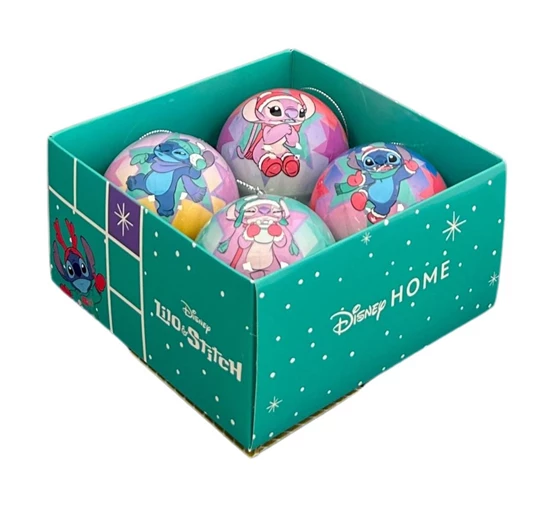 DISNEY JULEKUGLER  STITCH &amp; ANGEL (4 STK.)