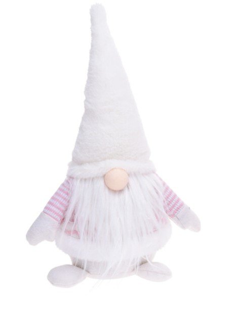 GNOME NISSE STENDE MED LED H41 CM  HVID