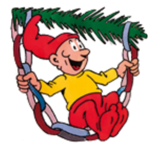 BRAMMING TR NISSE MED GRAN OG JULEGUIRLANDE  60 CM