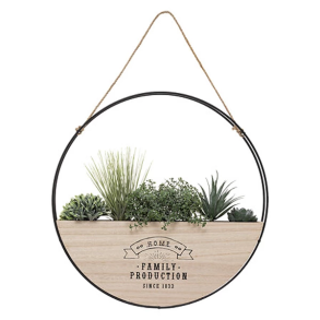 RUNDT PLANTEOPH�NG I TR� MED KUNSTIG PLANTER D46 CM � FLEREFARVET