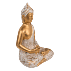 DEKORATIV BUDDHA FIGUR I LOTUSSTILLING H16,5 CM � GULD