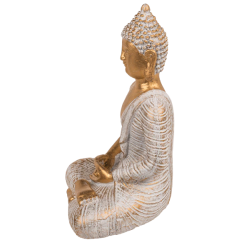 DEKORATIV BUDDHA FIGUR I LOTUSSTILLING H16,5 CM � GULD