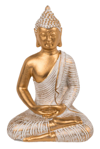 DEKORATIV BUDDHA FIGUR I LOTUSSTILLING H16,5 CM � GULD