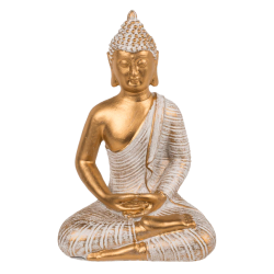 DEKORATIV BUDDHA FIGUR I LOTUSSTILLING H16,5 CM � GULD