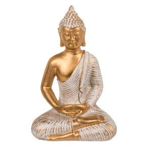 DEKORATIV BUDDHA FIGUR I LOTUSSTILLING H16,5 CM � GULD