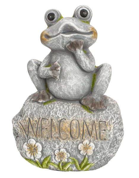 FR� P� STEN MED TEKSTEN �WELCOME� H44,5 CM � GR�