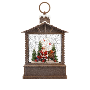 LANTERNE MED JULEMANDEN SIDDENDE P BNK H25,4 CM  BRUN