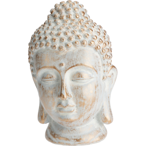 BUDDHA HOVED H23 CM  CHAMPAGNE/HVID/GULD