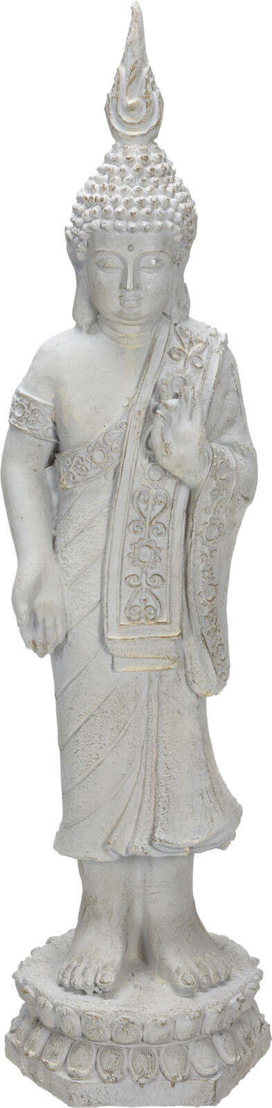 BUDDHA STENDE 87 CM  CHAMPAGNE MED WHITE WASH