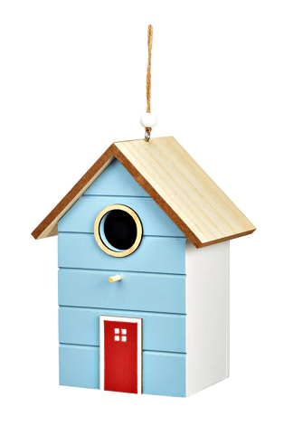 FUGLEHUS H18 CM � LYSEBL� MED NATUR TAG