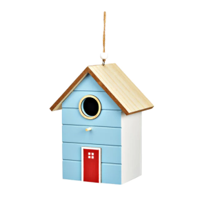FUGLEHUS H18 CM � LYSEBL� MED NATUR TAG