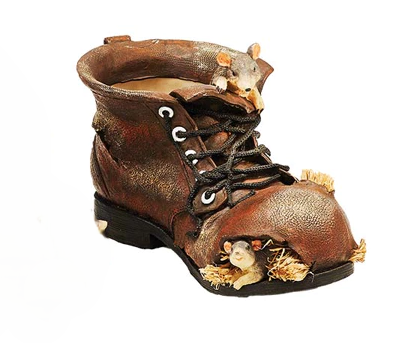 DEKORATIV VENSTRE SKO MED MUS CA. 20 CM � BRUN