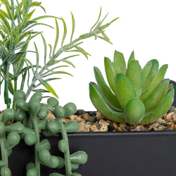 RUNDT METALOPH�NG MED DEKORATIV PLANTE H41 CM � SORT