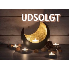 FYRFADSSTAGE M�NE H21 CM � MAT SORT OG FORGYLDT