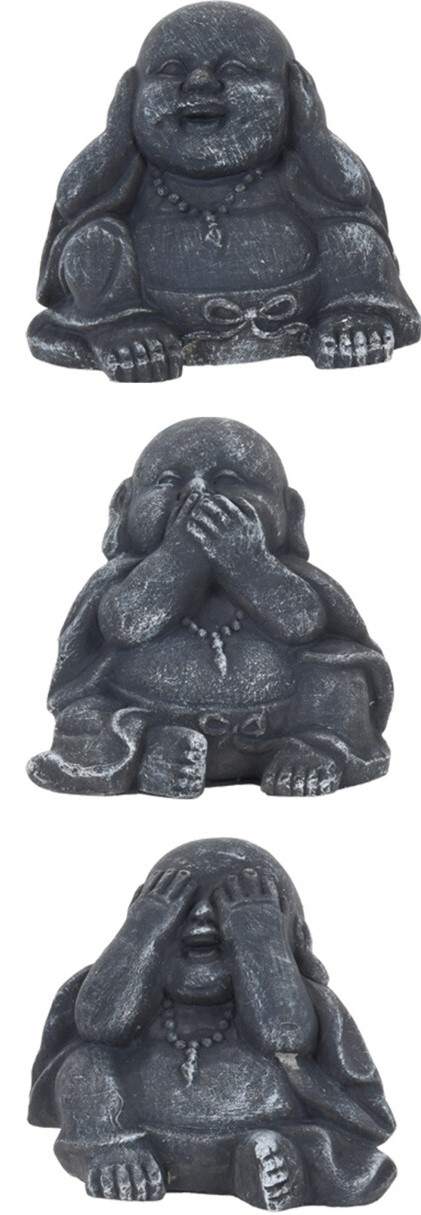 BUDDHA SIDDENDE IKKE SE / HRE / TALE H9 CM  ANTRACIT GR