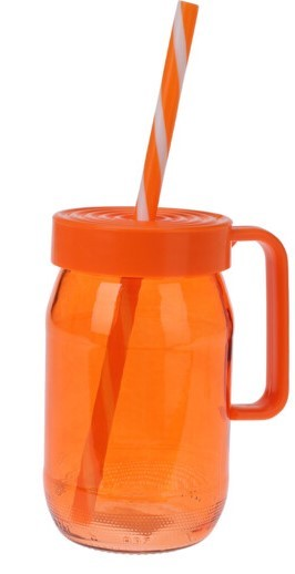 DRIKKEGLAS MED HANK, LG OG SUGERR 370 ML  ORANGE