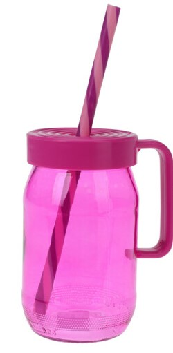 DRIKKEGLAS MED HANK, LG OG SUGERR 370 ML  PINK 