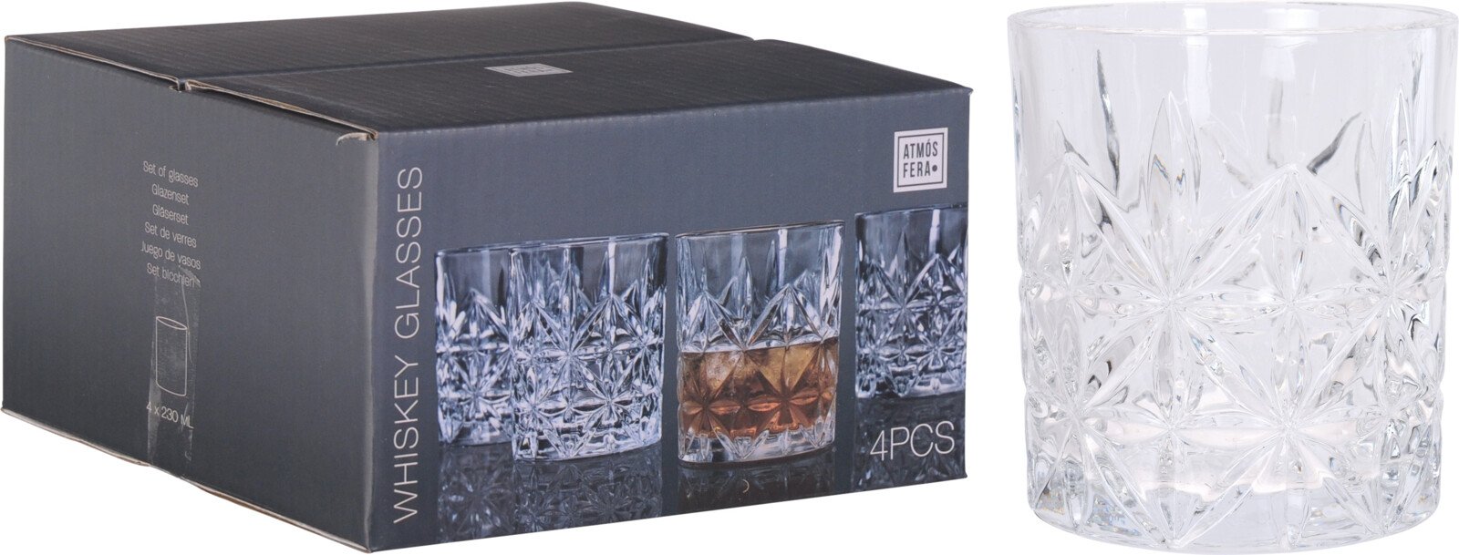 WHISKY GLAS 230 ML  4 STK