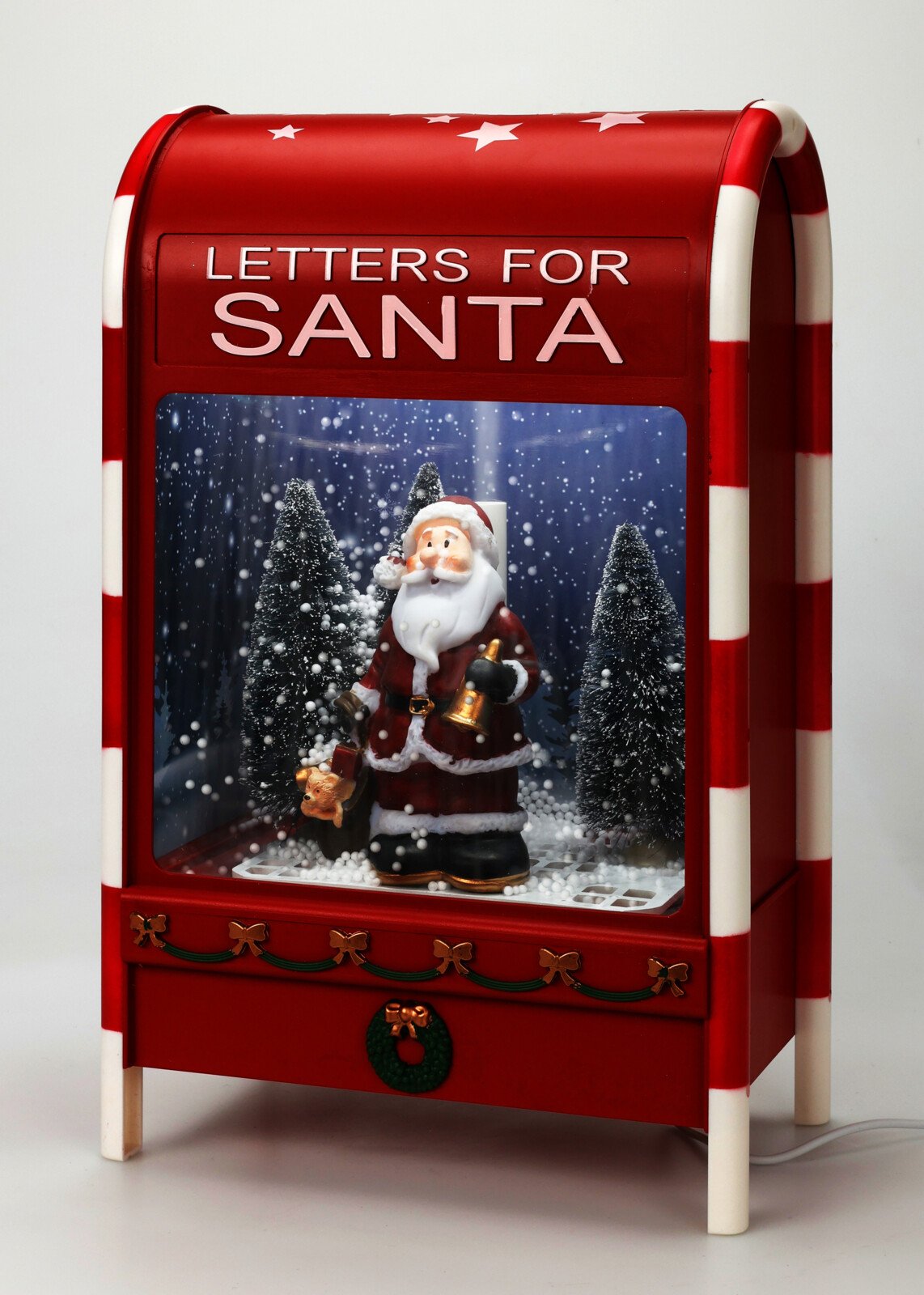 POSSTKASSE DEKORATION MED LED, MUSIK OG SNE  25 X 15 X 40 CM