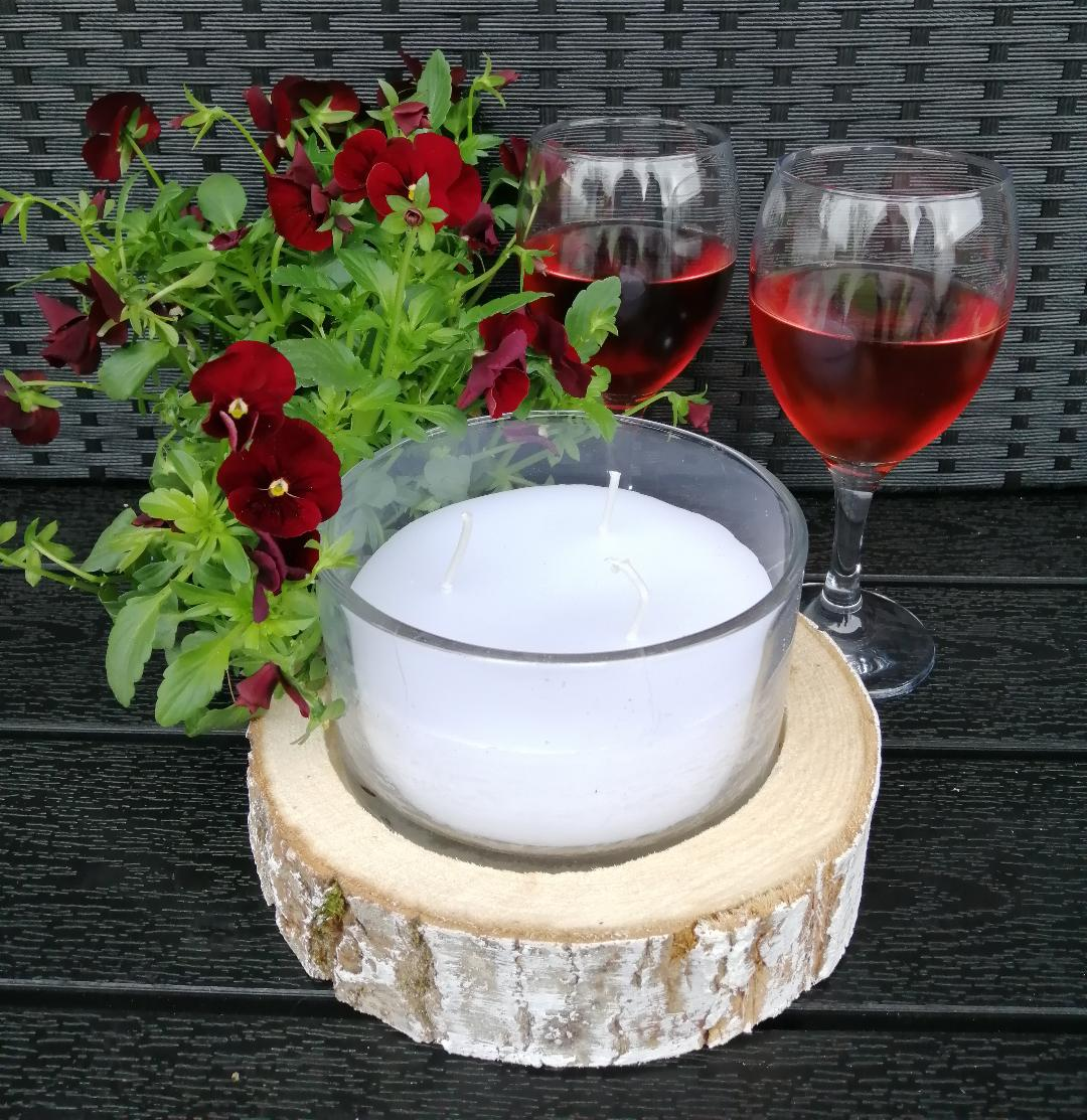 3 I 1 ELEGANT LYSESTAGE KOMBINATION LYS, GLAS OG TR  HVID