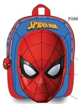 SKOLETASKE MED MOTIV AF SPIDERMANS MASKE  BL OG RD