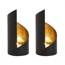FYRFADSSTAGES�T KEVIN CYLINDER H18 CM � MAT SORT OG FORGYLDT