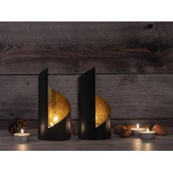 FYRFADSSTAGES�T KEVIN CYLINDER H18 CM � MAT SORT OG FORGYLDT